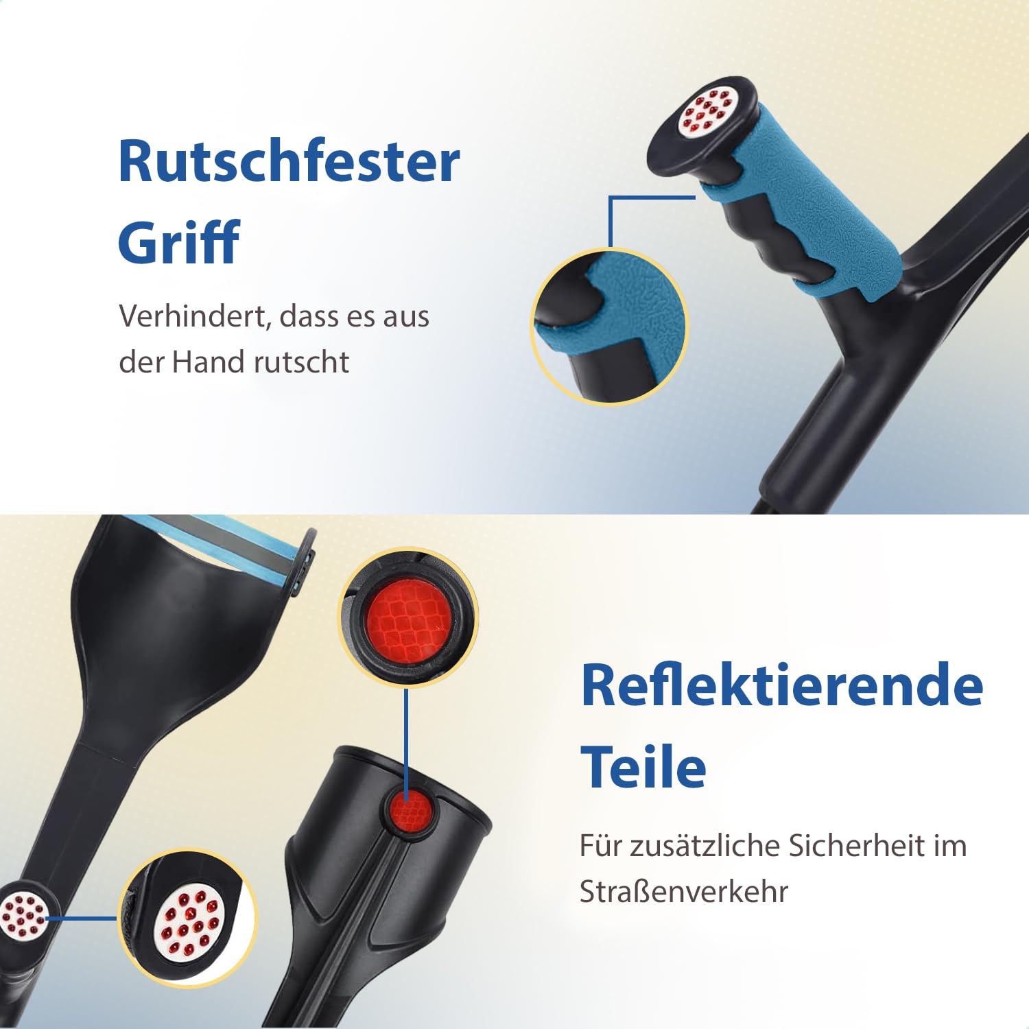Safe Age® Krücken zur Rehabilitation - höhenverstellbar - Laufhocker - Ellbogenhocker (2 stück)