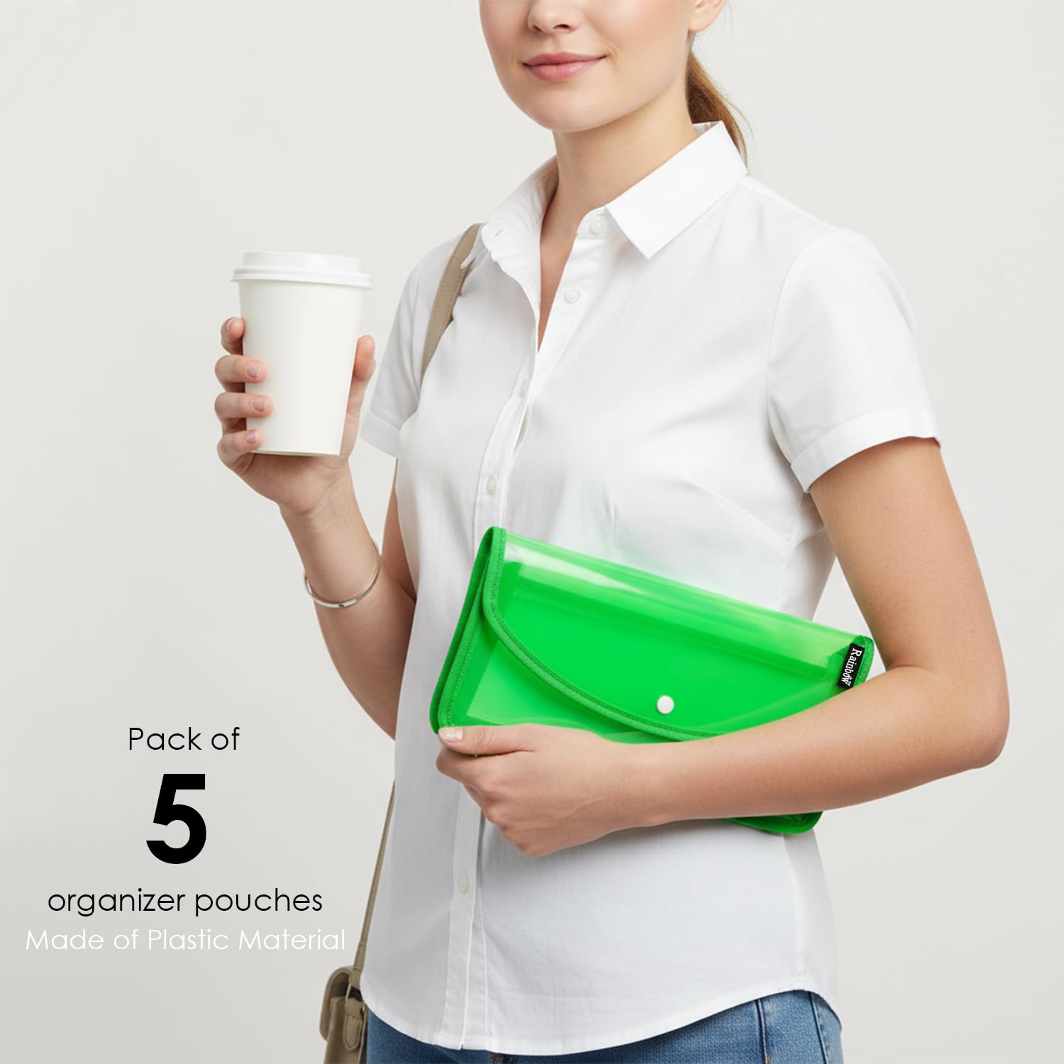 Shuban 5 Pcs Plastic Flexi Button Bag, Cheque Book Organizer Passbook Holder Pouches (A5-27X15X5CM) (Multicolor)