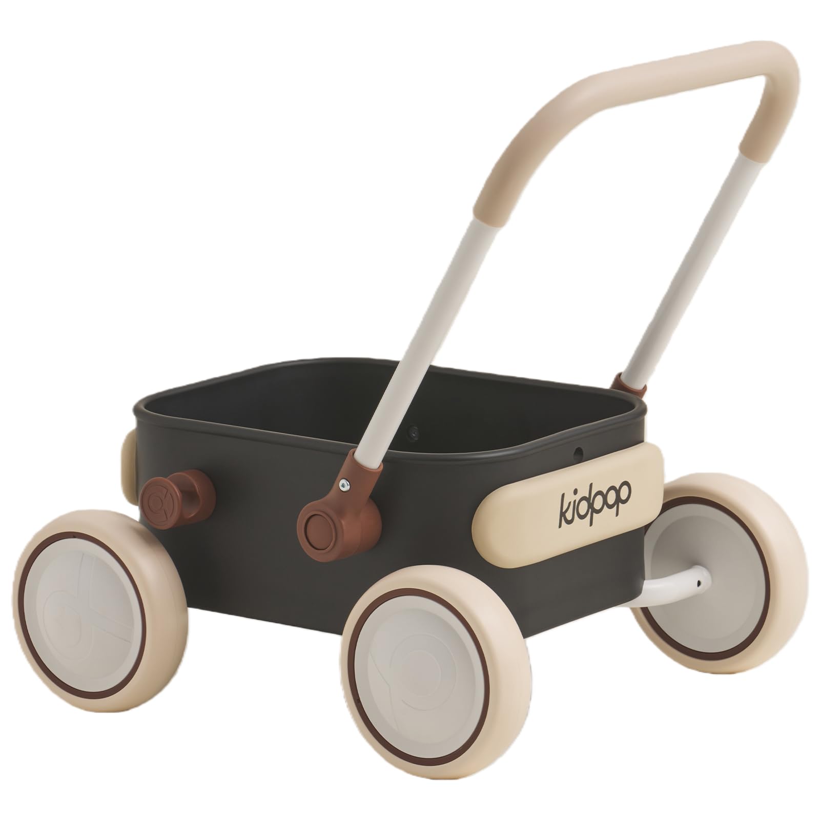 Kidpop PULA girello per bambini 6-18 mesi, carrello con ruote portatutto, carrello portaoggetti multiuso per bambini, gadget compleanno bambini, portata 15 kg (Nero)