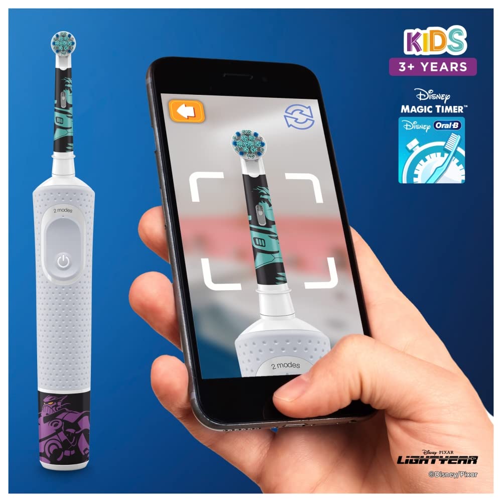 Oral-B Testina per spazzolino elettrico per bambini, con personaggi Disney Lightyear, setole rotonde extra morbide, per bambini dai 3 anni in su, confezione da 4 testine per spazzolino da denti,