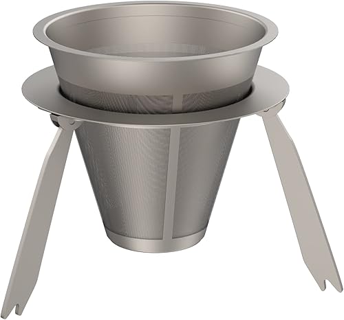Pour Over Coffee Dripper - Filtro de café de titanio de goteo lento, cono de metal, sin papel, reutilizable, cafetera de una sola taza, 1-2 tazas