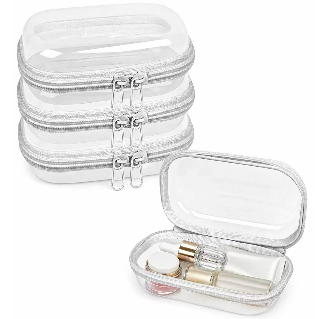 Lirynox Clear Toy Storage Bags Hard Shell Zipper, 3 Pcs Waterproof Double Zipper Travel Toiletry Bags Hard Shell Cosmetic Bag For Make Up Tools Toiletries Building Blocks