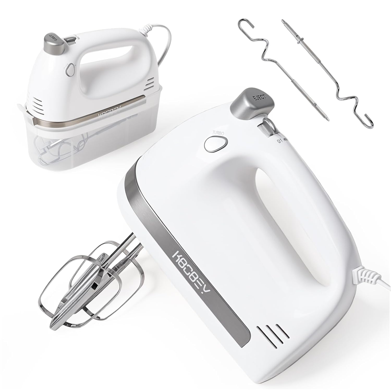 450W Electric Hand Mixer 5-Speed Handheld Mixer with Storage Case Turbo Eject Button Includes 2 Beaters 2 Dough