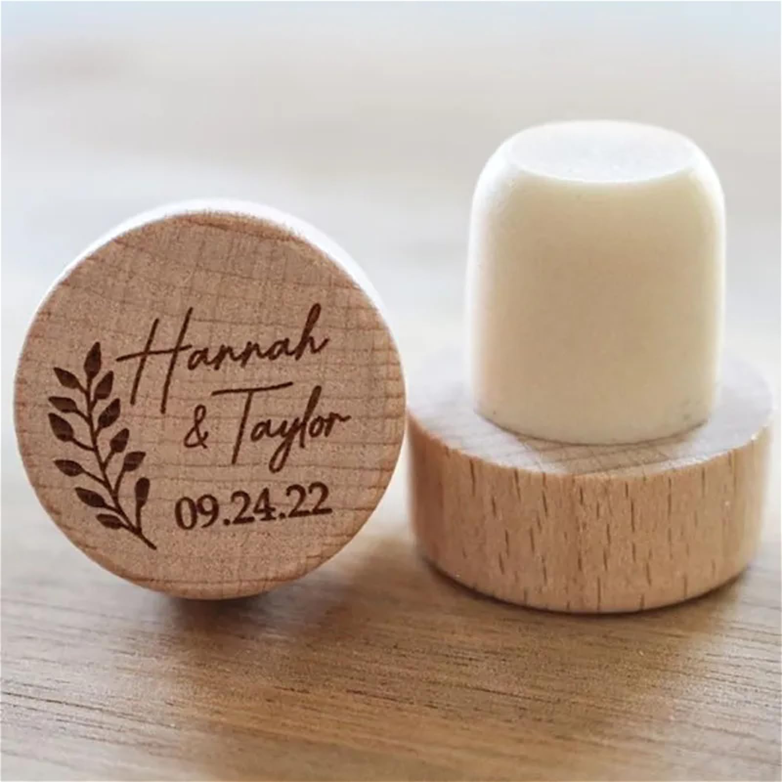 Personalized Wine Bottle Stopper Wedding Favors,Personalized Engraved Wood Wine Stopper,Wedding Party Favor Decor (10Pcs)