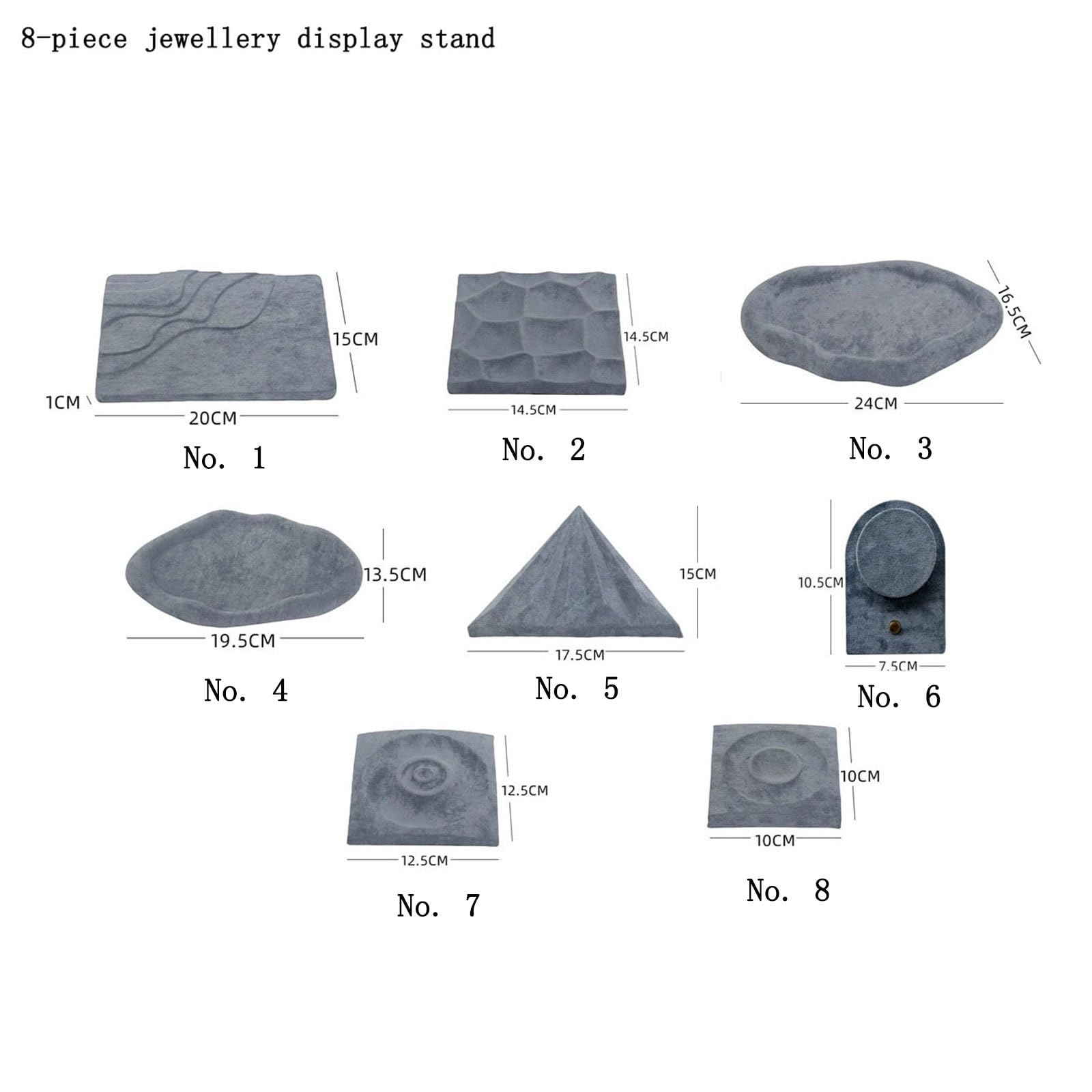 Stojak na biżuterię 8 Piece Multi Shape Velvet Jewelry Display Stand Set Stojak na naszyjnik