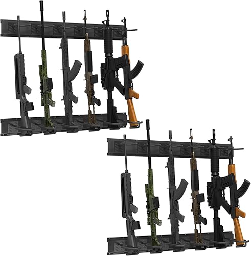 Estante para 12 armas, estantes ajustables para pared, de acero resistente, para interiores, con capacidad para hasta 250 libras, soporte de