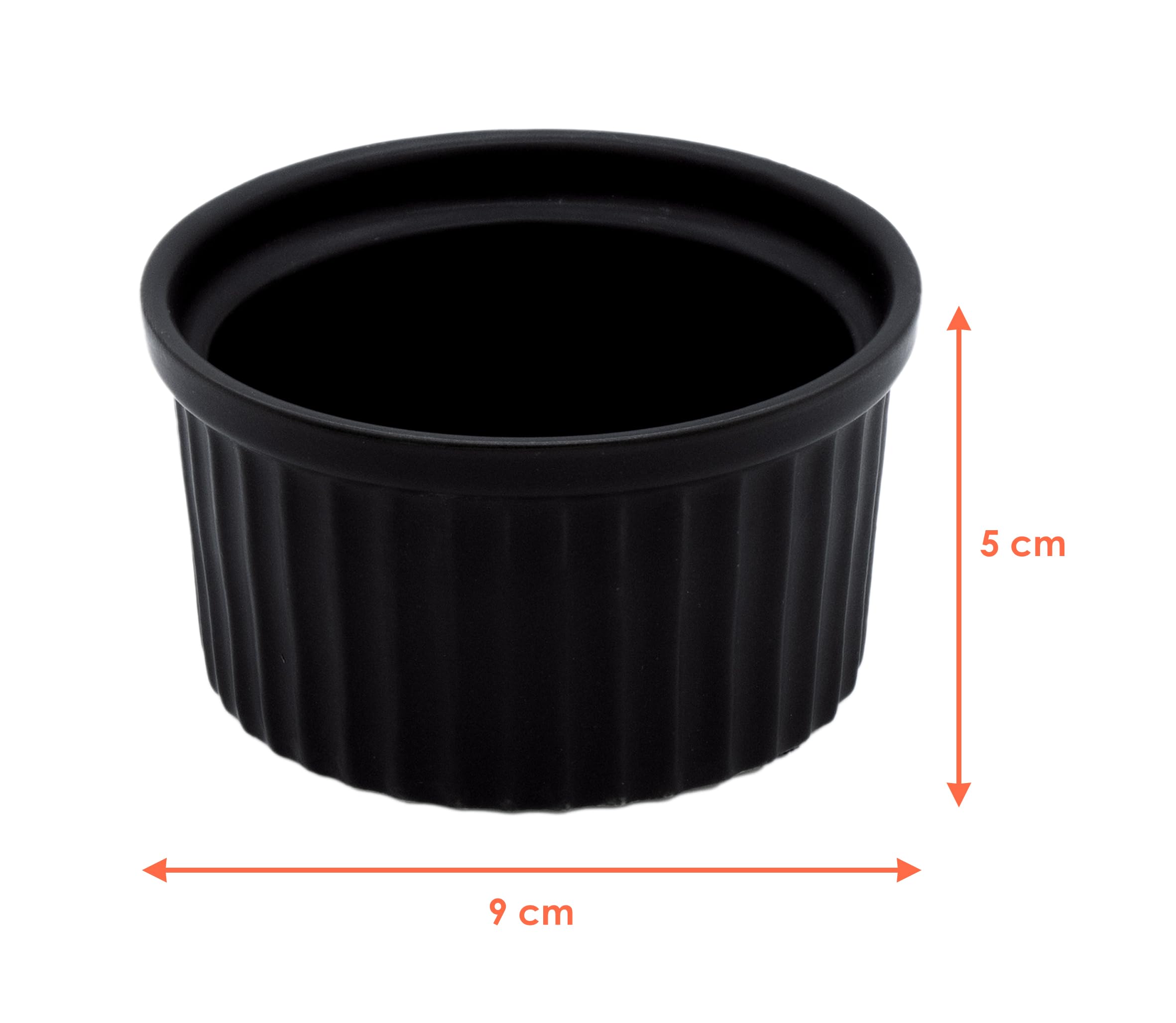 Porcellana Cream Brulee Ciotole piccole – 200 ml / set da 6 pezzi – ciotole per forno soufflé nero – Ciotola da dessert – Pirottini classici per dessert muffin