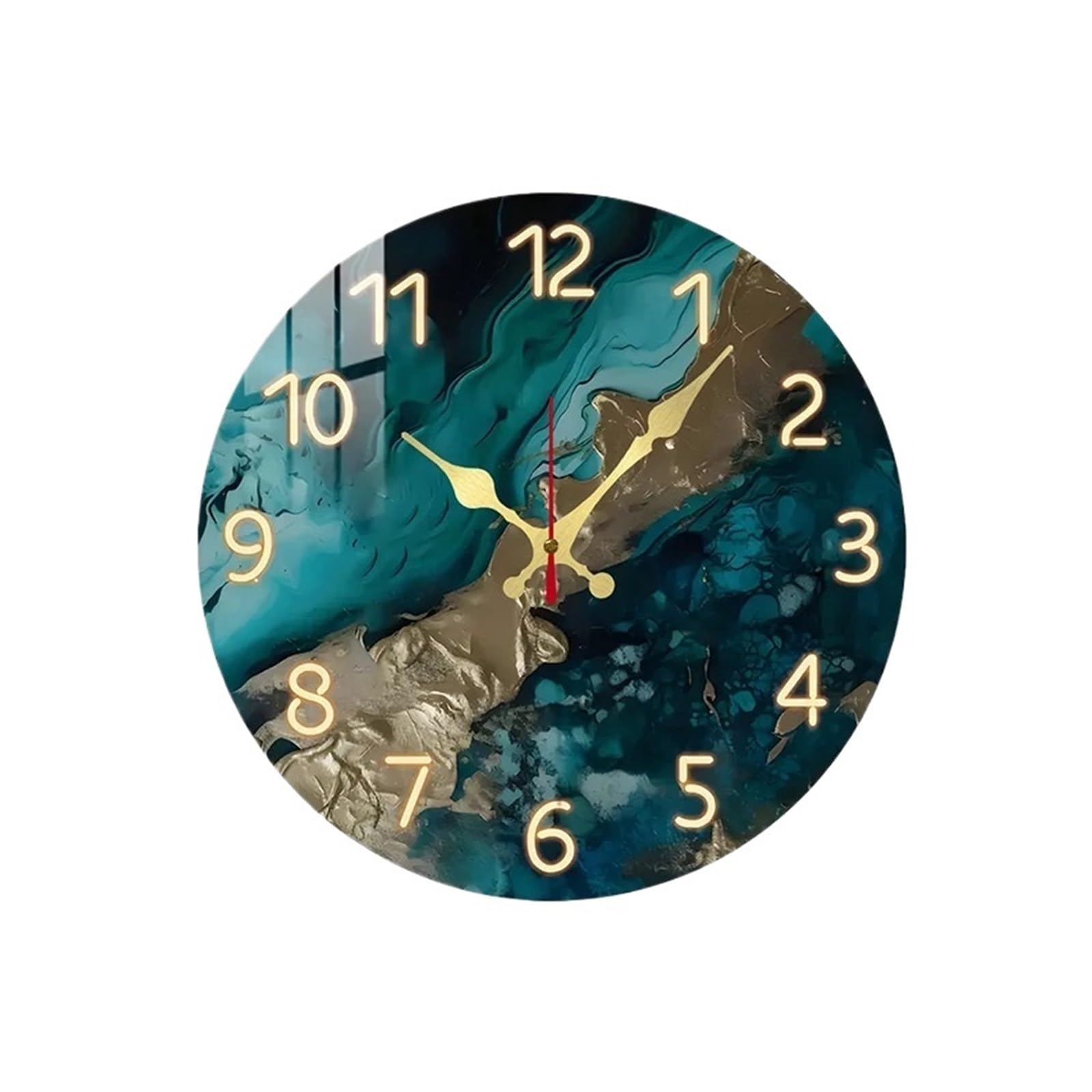 Horloge murale en marbre vert et bois suspendue pour créer une ambiance zen dans votre salon