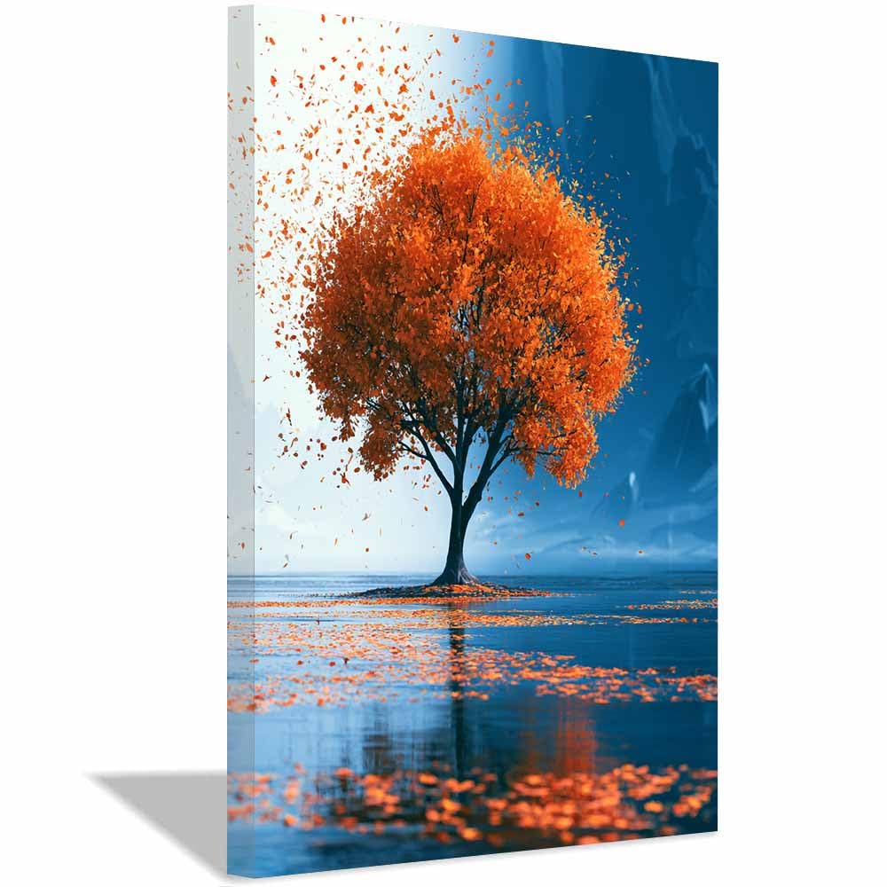 XENIOU Tree Of Life Wall Art Luxury gold Whitese tree canvas painting wall art, Living Room Bedroom Hallway Stairs Decoration.(Multicolor)-70x100cm Framed