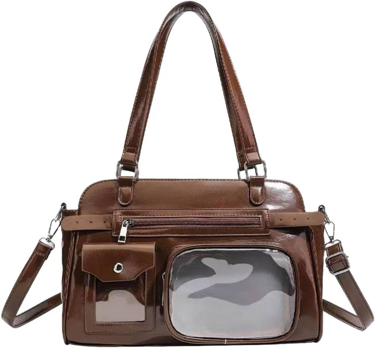 Cute Ita Bag Crossbody Kawaii Messenger Bag with Insert Clear Pin Display Bag Y2K Tote Bag Anime Handbag Purse