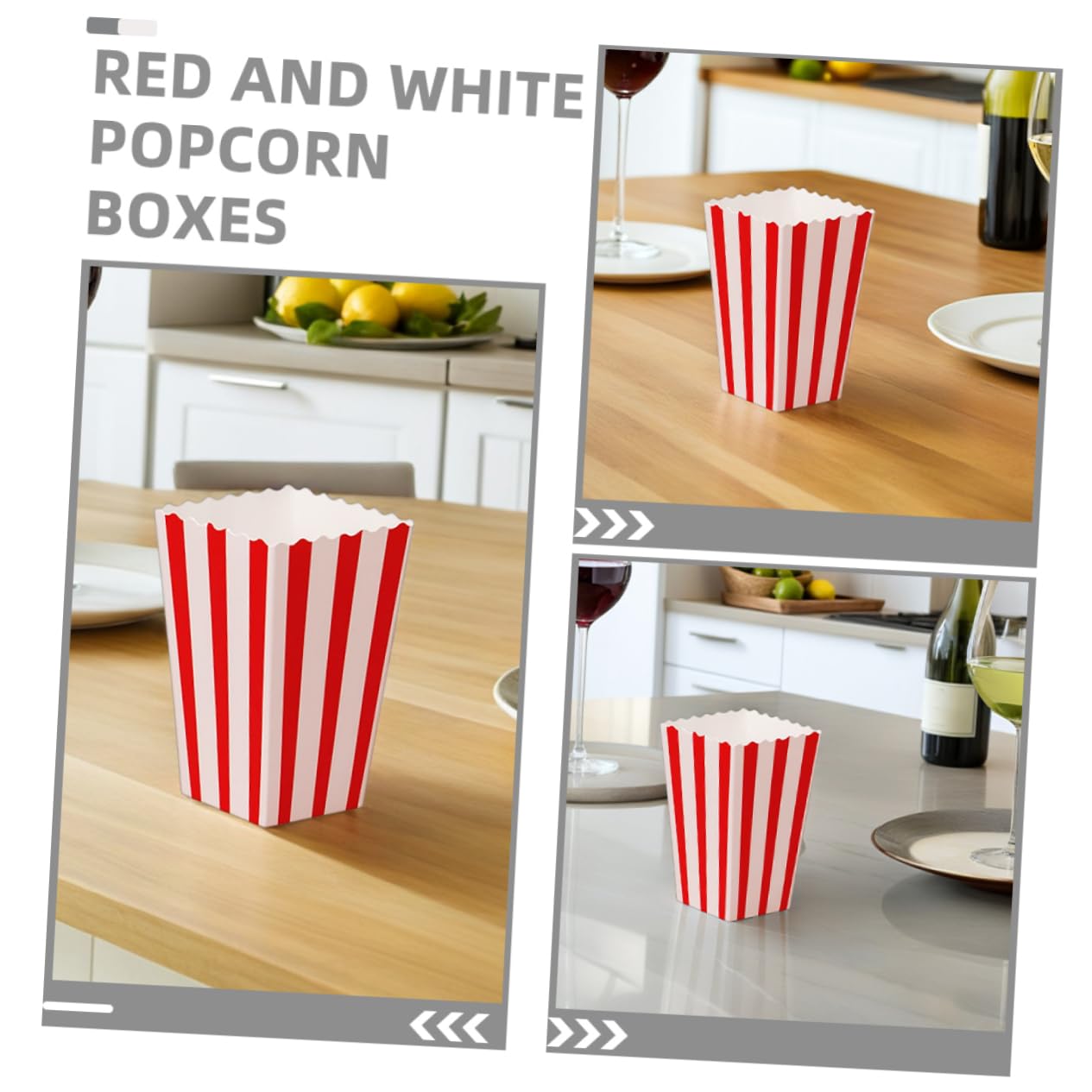 60 Pezzi Sacchetti Snack Rosso e Bianco per Contenitori per Popcorn Individuali per Cinema