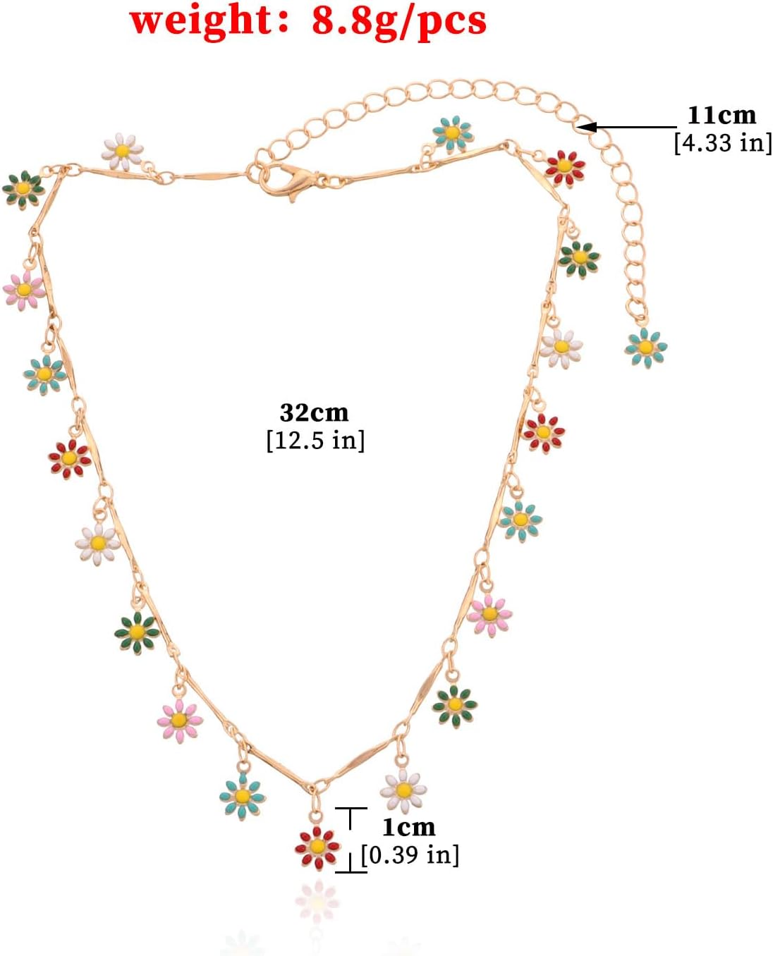 Rrdaily Y2k Daisy Flower Choker Necklace for Women Bohemian Colorful Sunflower Floral Necklace Hippie Necklace Beach Holiday Party Jewelry Gift - Image 7