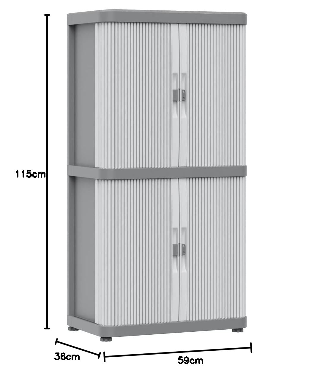 Kreher Rolladenschrank mit Schiebetüren (XL Universalschrank, 4 Böden) | Wandschrank und Hängeschrank aus robustem Kunststoff (PP) in Grau mit viel Stauraum für Flur und Hauswirtschaftsraum