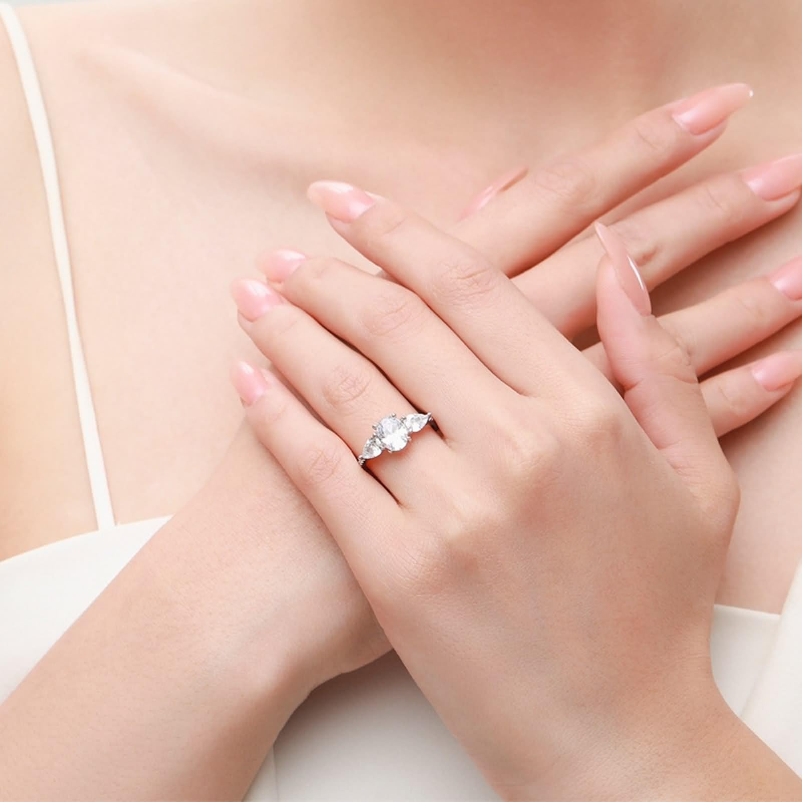 Anillos de mujer, alianzas de boda clásico con circonita cúbica ovalada de plata 925 regalo de boda aniversario