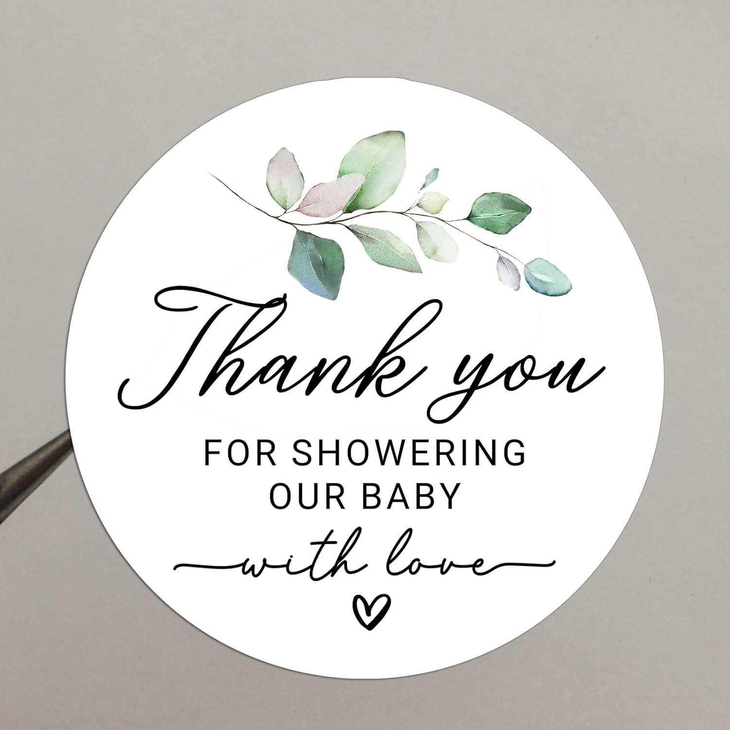 120 x Baby Shower Thank You Stickers – Greenery Botanical Favor Labels – “Thank You for Showering Our Baby with Love” Round Stickers for Party Bags and Gifts – 1.6 Inch - Image 6