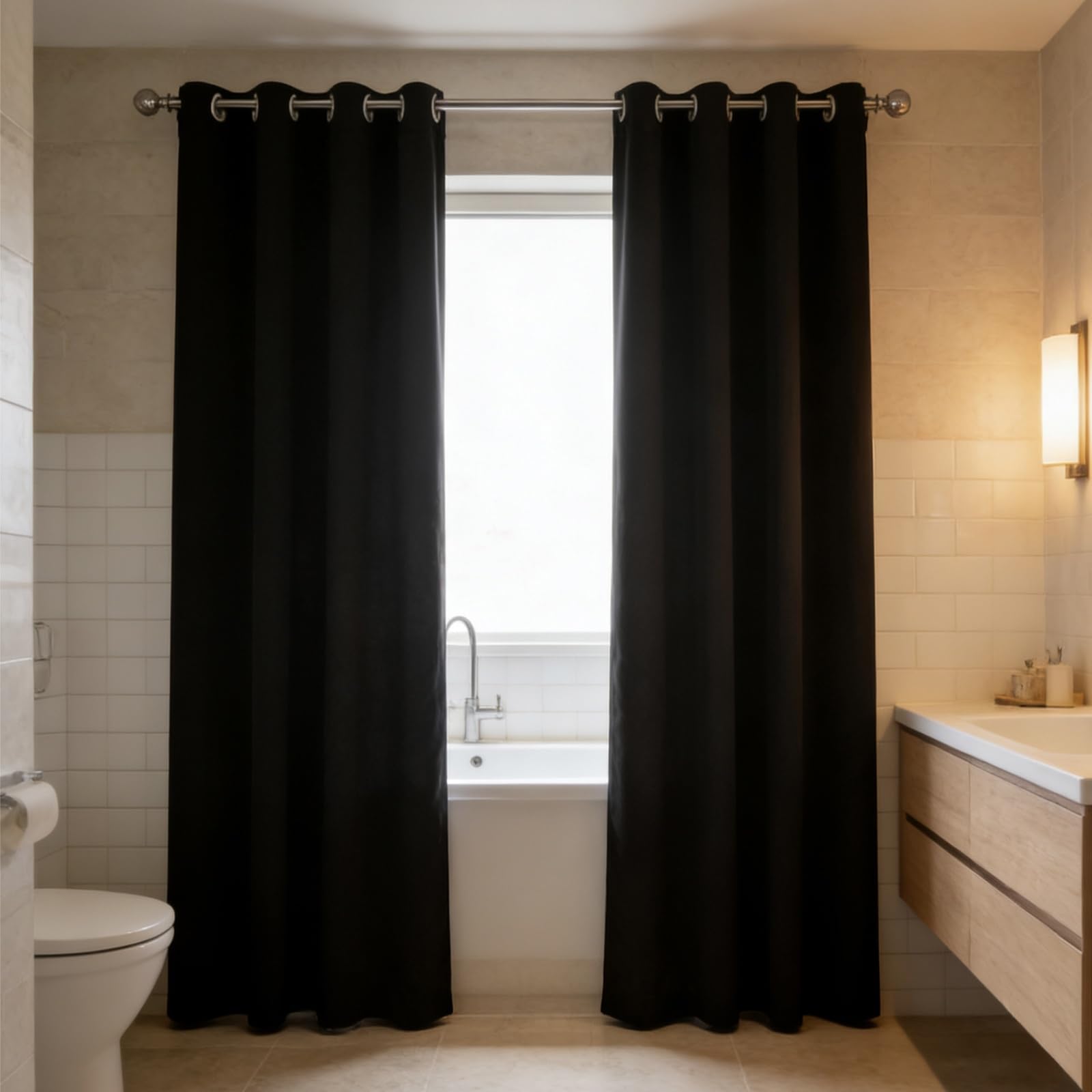 Rideau anti-froid isolant thermique et occultant noir 190 x 235 cm