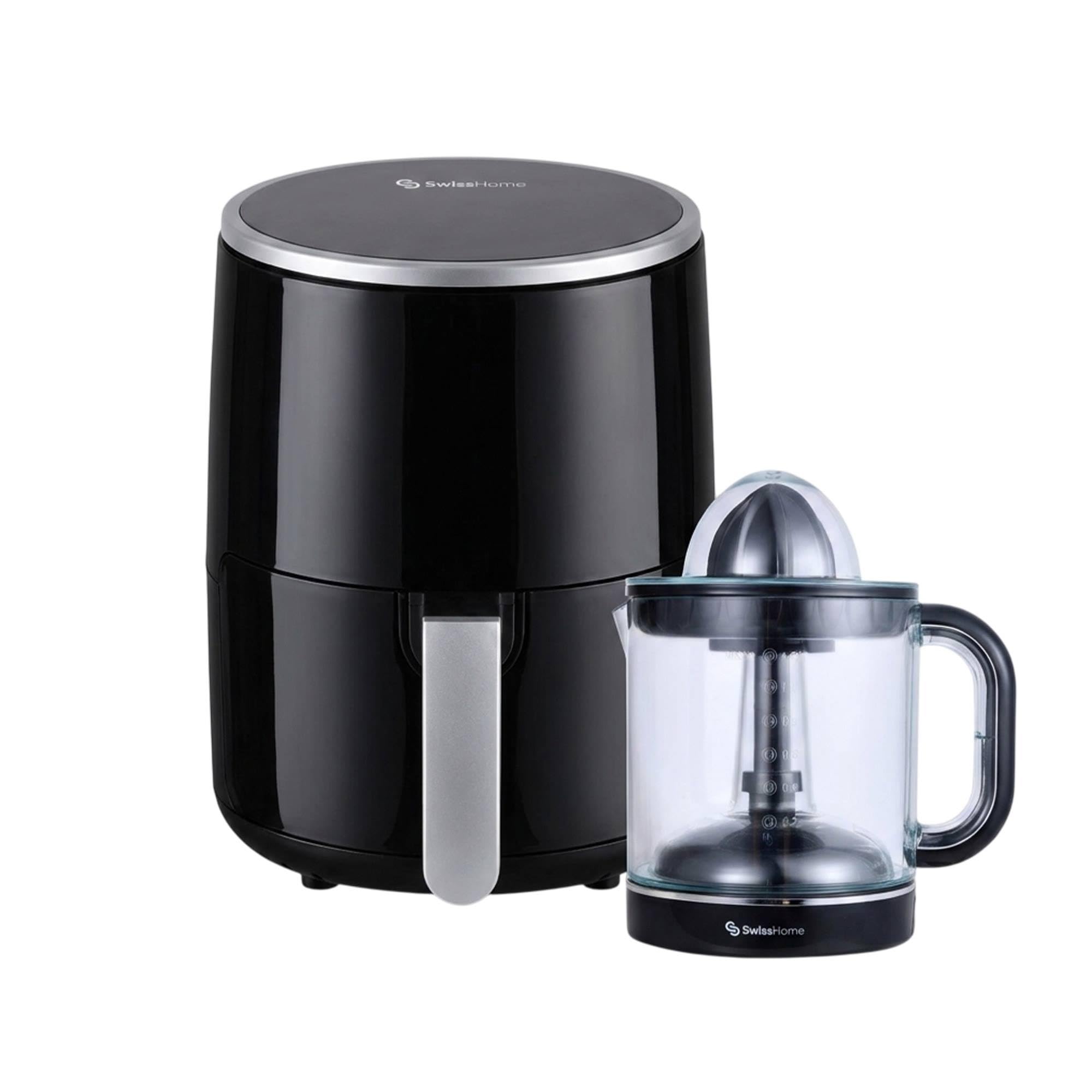 Z SwissHome PETIT - Freidora de aire 2.5L 1200W - Pantalla digital - Temperatura ajustable 80-200°C - Temporizador + Exprimidor Eléctrico 1,2L 40W con doble cono