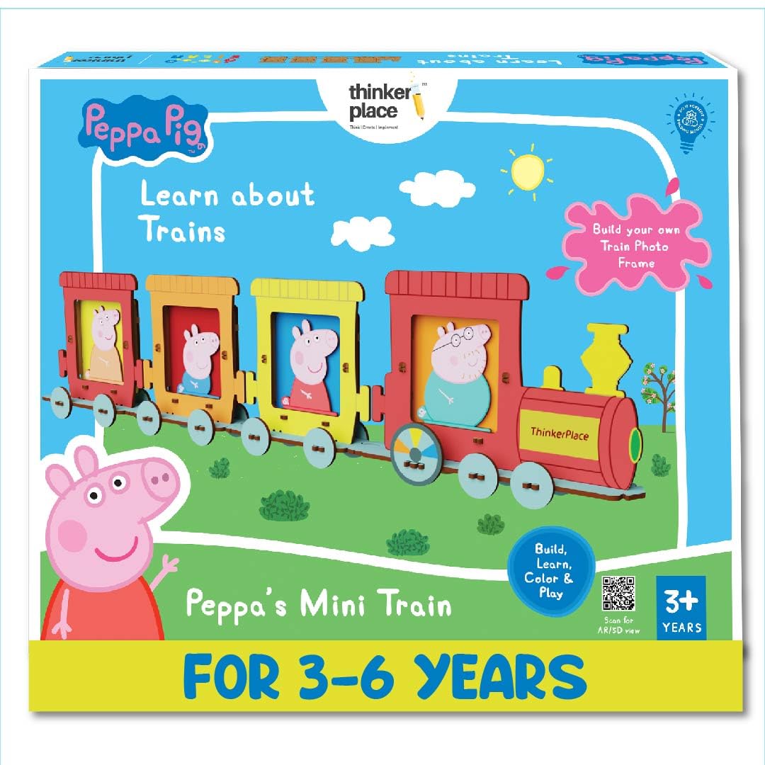 ThinkerPlace Peppa Pig DIY Mini Train Photo Frame | Learn About Trains | Create, Color & Build Train | STEM Educational Toy for Kids Age 3,4,5,6 Years | Science & Learning Toy (B0D8T5PMG9) Amazon Price History, Amazon Price Tracker