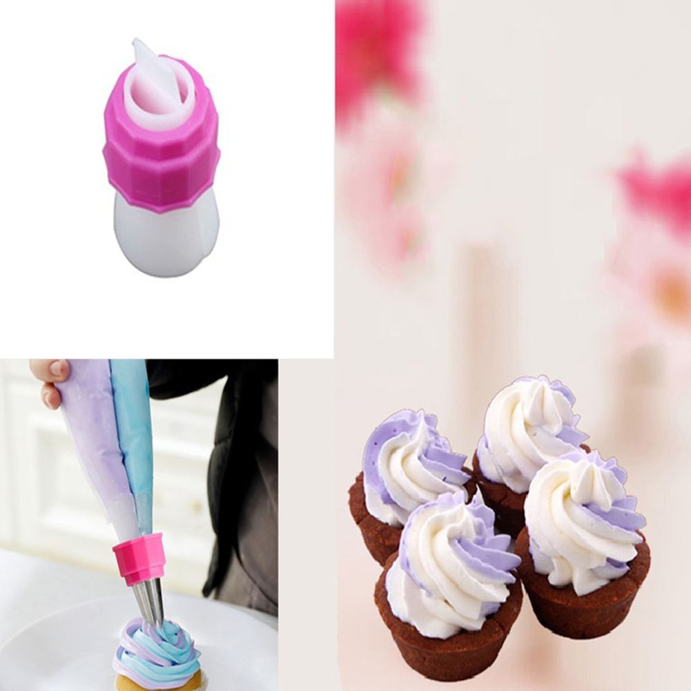 Buyanputra Dual-Color Tube Converter Tip Cream Bag Nozzles Cake Fondant Decor