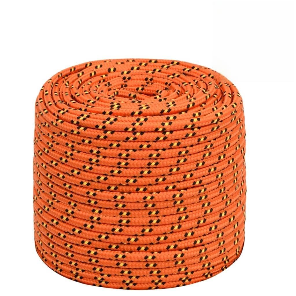 Corda per barca, arancione, 6 mm, 250 m, in polipropilene intrecciato, robusta, resistente alle intemperie, per vela, barca, campeggio, trasporto con elevata resistenza alla rottura e
