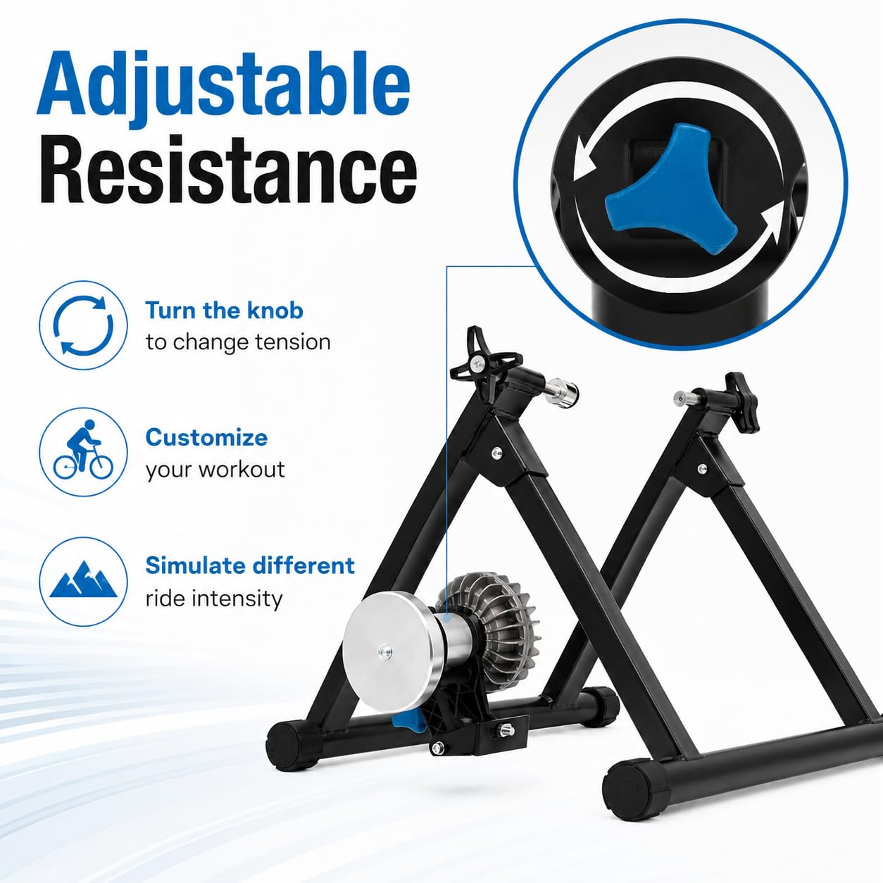 Home Trainer Bicicleta Entrenador de Bicicleta Home Trainer Diseño Ajustable Fluid Bike Trainer Banco de Entrenamiento de Bicicleta Fluido,Adecuado para Bicicletas de 26-29 Pulgadas, Bicicletas de
