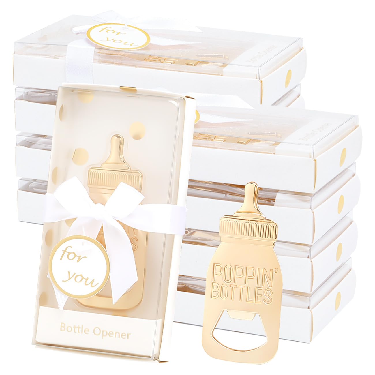 50 PCS Golden Baby Bottle Openers for Baby Shower Favors Gifts,Poppin Bottle Baby Shower,Bottle Opener for Guests Gender Reveal Party Favors Souvenirs