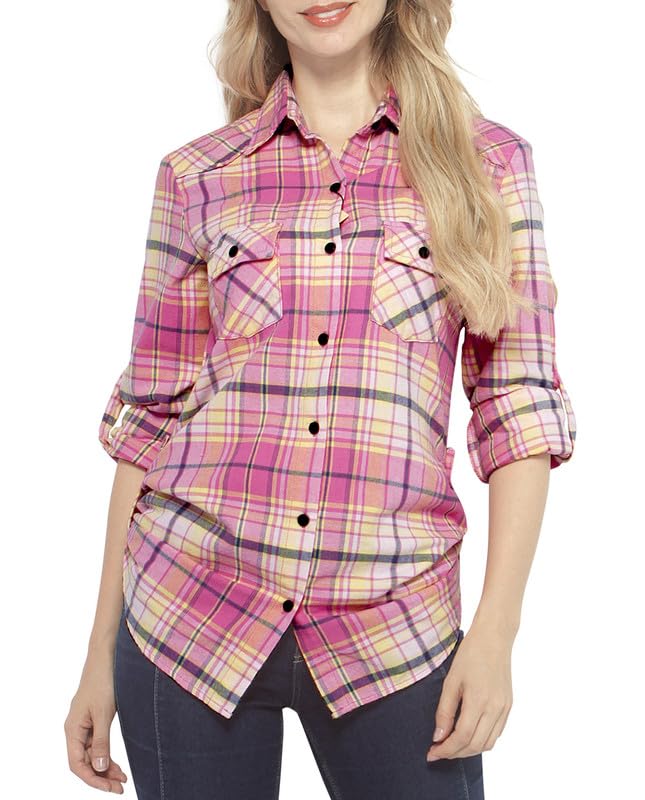 Image of Match Women's Long Sleeve Plaid Flannel Shirt #2021