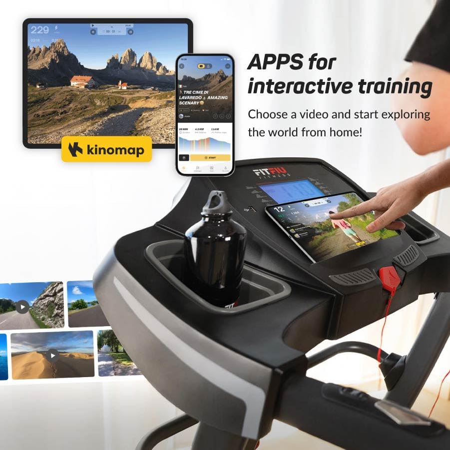 FITFIU Fitness MC-400 - Tapis de Course Pliable jusqu'à 20km/h, Connectivité Apps, Pliage Vertical Hydraulique, Écran LCD, Port USB et Accessoires – Image 4