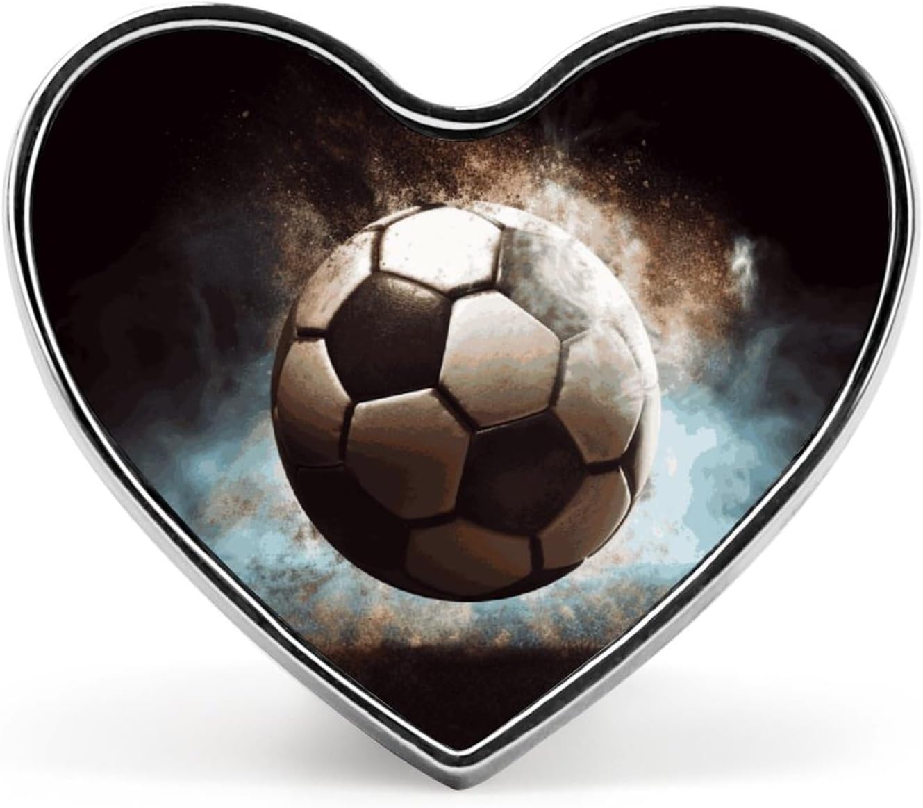 Heart Brooch Pin, Sport Soccer Printed Wedding Party Clothes Jewelry Accessories Badge for Backpacks，Valentine Pin