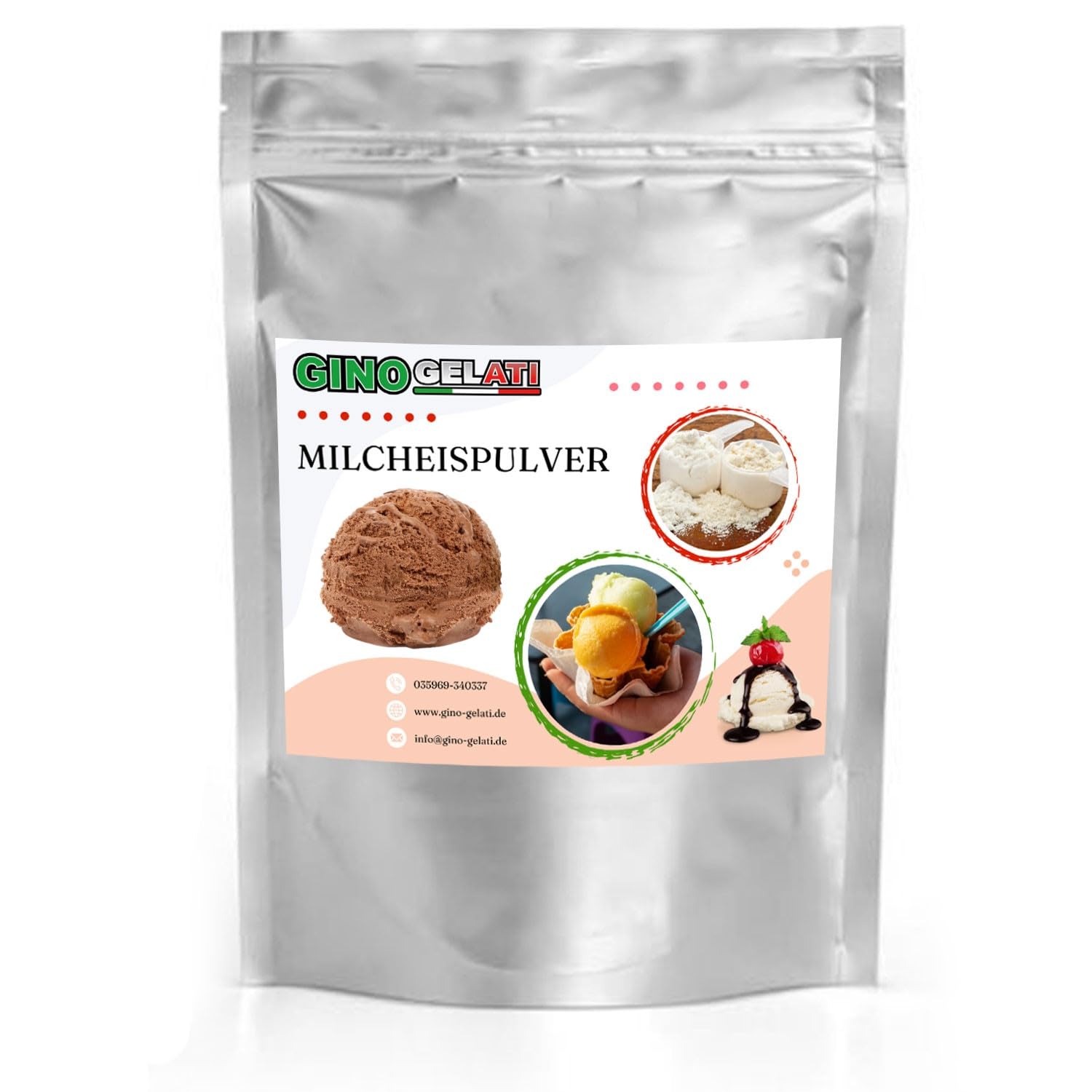 Gino Gelati Schoko Milcheis Pulver 1 Kg mit verschiedenen Schokoladen- Geschmäckern, Intensiver Geschmack, schnelle und einfache Zubereitung, Schokoladiges Dessertpulver