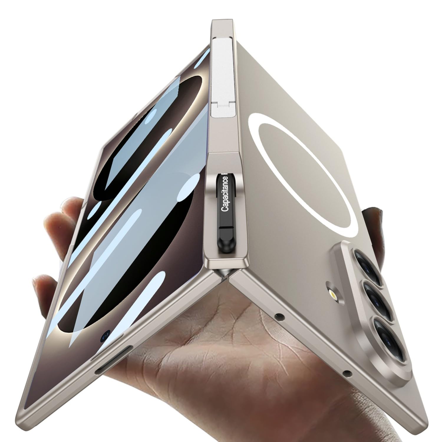 Generic etui kompatybilne z Samsung Galaxy Z Fold 8 Ultra (kolor: Titaniumgray) Magnetyczny twardy matowy futerał metalowy stojak gniazdo na długopis z folią ekranową