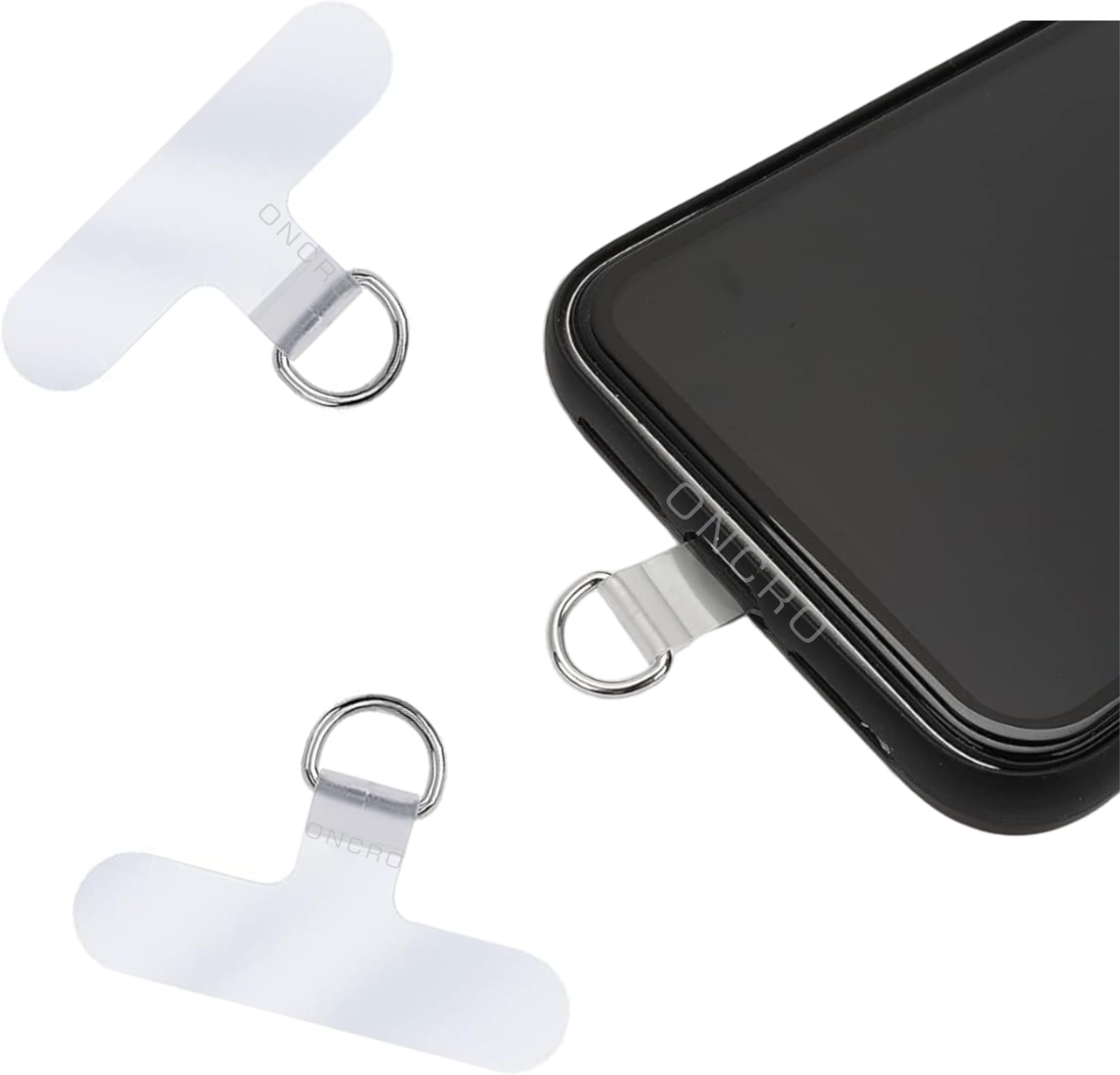 ONCRO® Pack of 2 Phone Tether Tab Universal Phone Lanyard Patch Without Adhesive, Cell Phone Replacement Pad Anti-Lost Attachment Hanging Metal Ring for Smartphone Mobile Safety Wrist Neck Strap