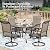 MIXPATIO 5 Pieces Patio Dining Set, Outdoor Table and Chairs, 4 x Textilene Swivel Dining Chairs and 42" Round Black Table, with 1.57" Umbrella Hole, for Cozy Garden Settings, Grey-Brown