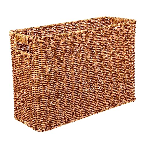 SOLUSTRE Large Woven Storage Basket Brown Home Organizing Basket Multi-Purpose Woven Magazine