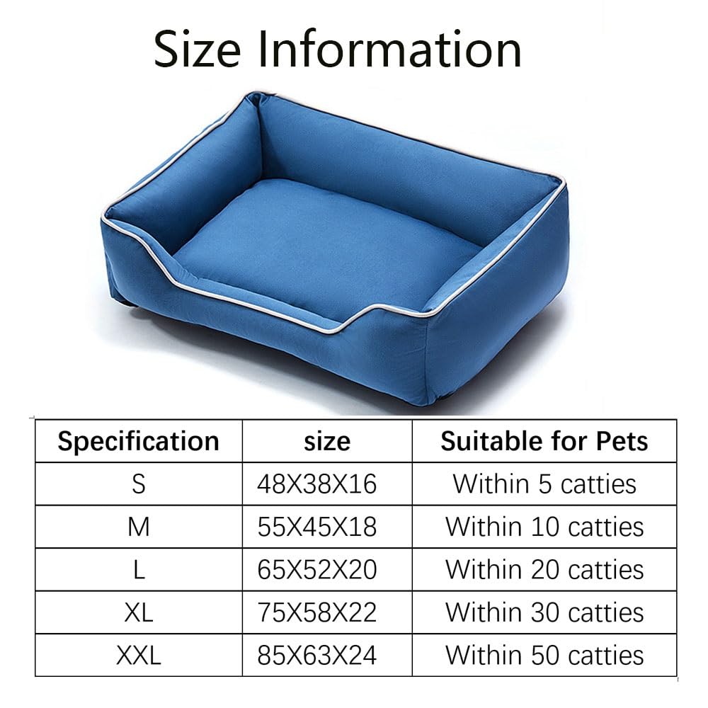 Generico Cuccia Cane Lavabile con Rivestimento Sfoderabile, Letto Rettangolare Antiscivolo, Cuccia Calmante per Cani Piccoli Medi Grandi e Gatti(Blue,Medium)