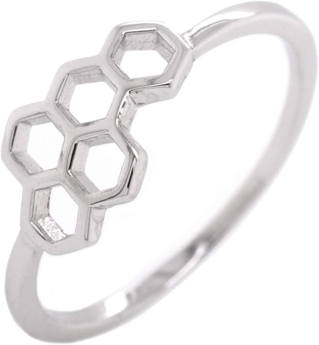 7mm 925 Sterling Silver Honeycomb Bee Womens Promise Fashion Ring Sizes 3-10