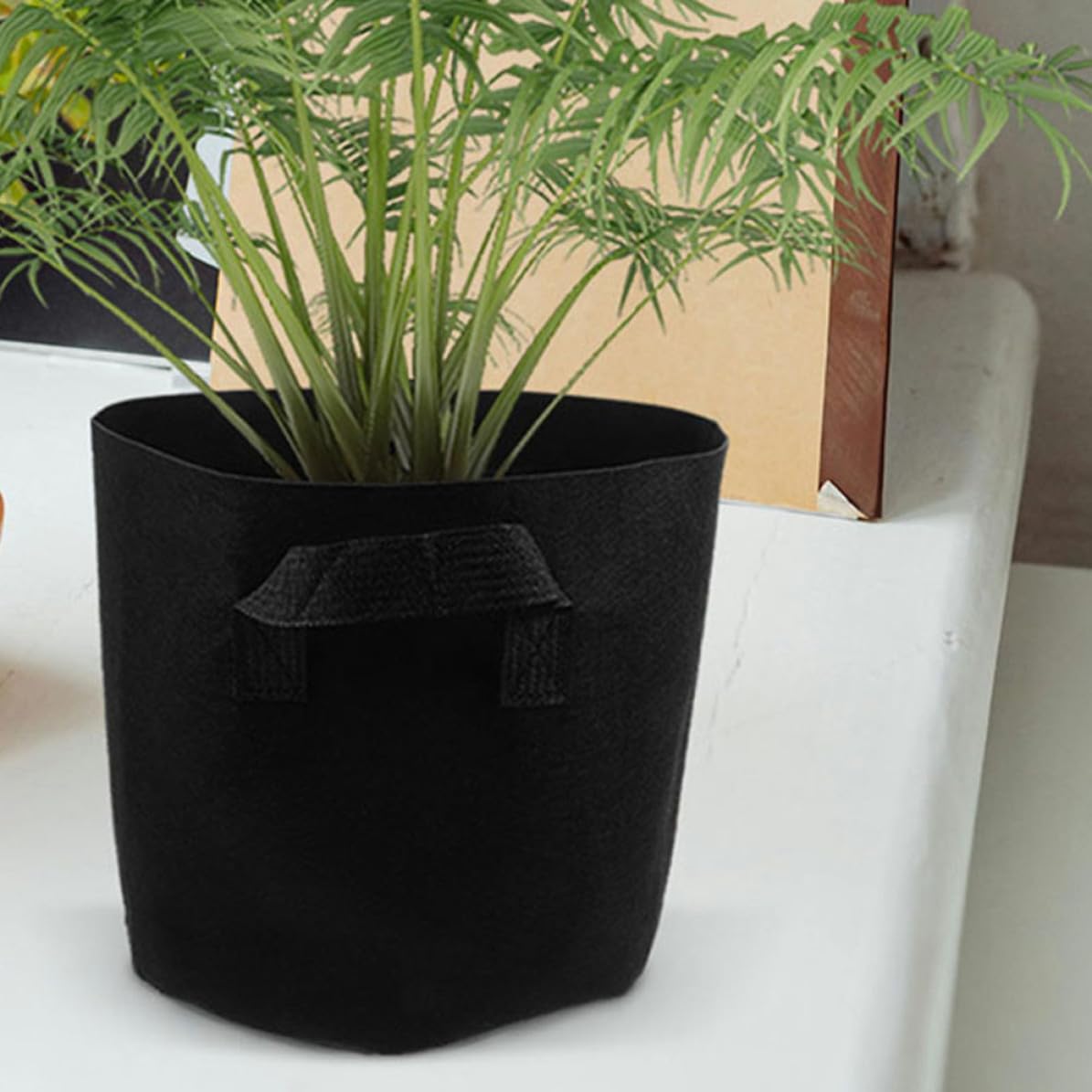HEMOTON 5 Stück Fenster Pflanzsäcke 10 Gallonen aus Atmungsaktivem Vliesstoff mit Großer Kapazität für Pflanzen und Gemüse im Garten