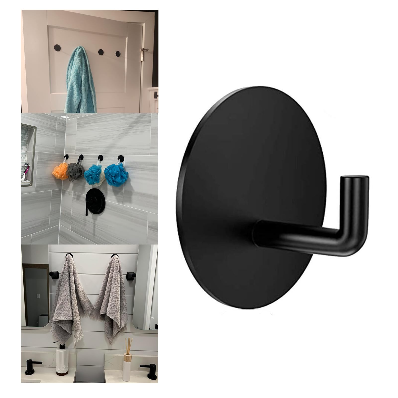 Produktbild von 12 Stück Haken Selbstklebend Schwarz,Haken Selbstklebend,(max 30