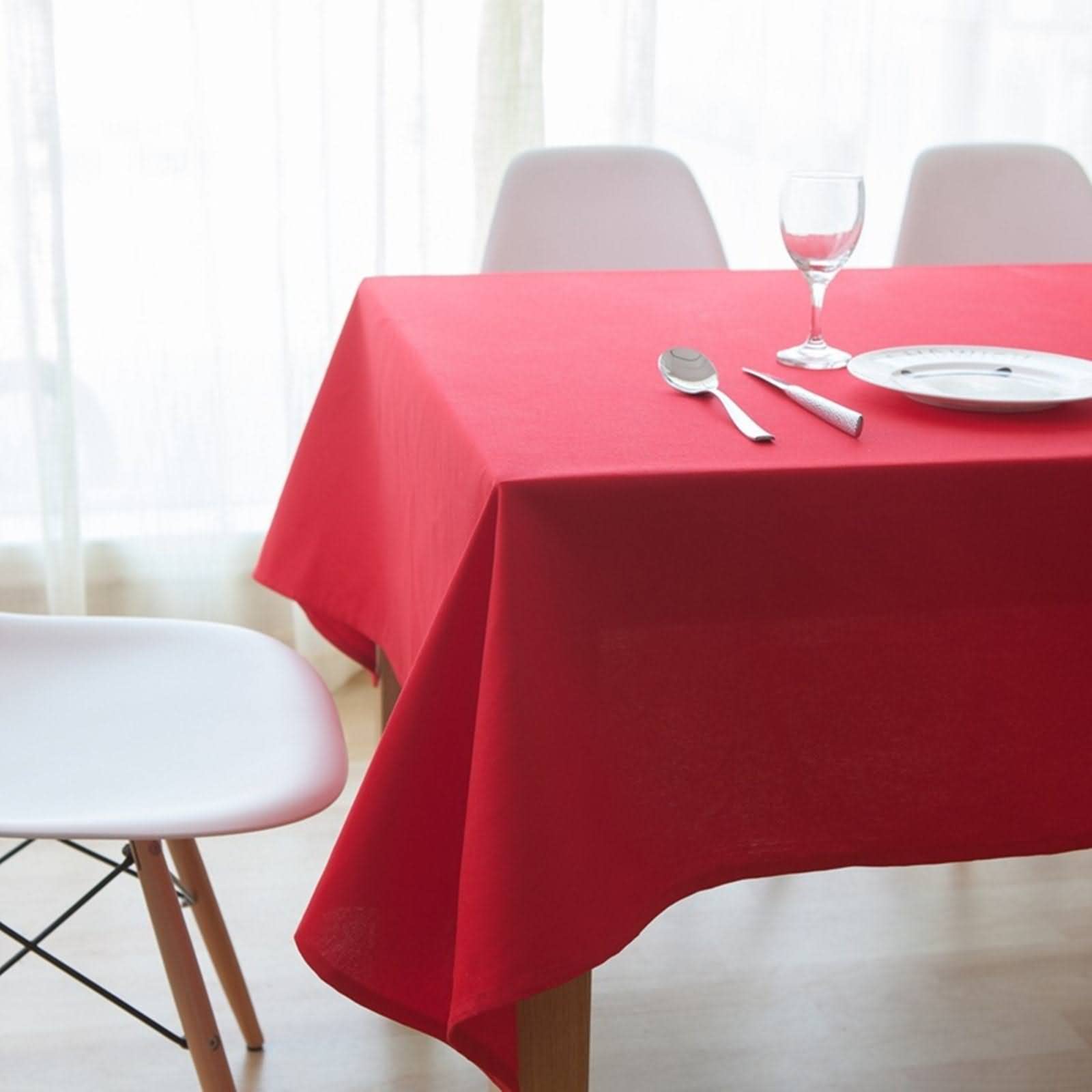 Nappe Table Chevet Nappe en Coton Enduit Rectangle Nappe Table Basse Nappe Coton Rectangulaire Unie Rouge Décoration De Protection De Table 140X140Cm