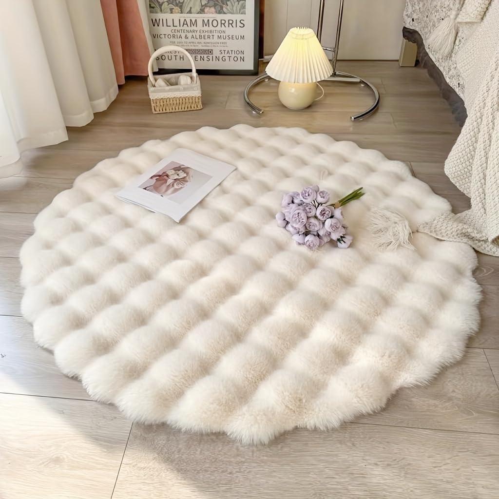 Amazon.com: 1pc Round Bubble Fleece Fabric Plush Rug - Soft, Fluffy ...