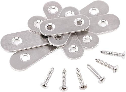 Miniatura 5 de 115 soportes de acero inoxidable planos rectos de 3 tamaños, soportes de soporte de estante de metal, placa de unión con tornillos, perfectos para