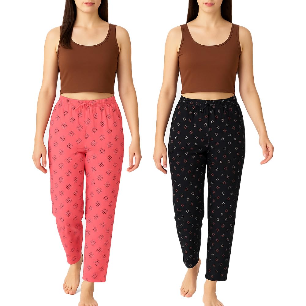 Womens Cotton Printed Pyjamas,Night Pants For Womens,womens lounge pants Pack of 2-picture-37