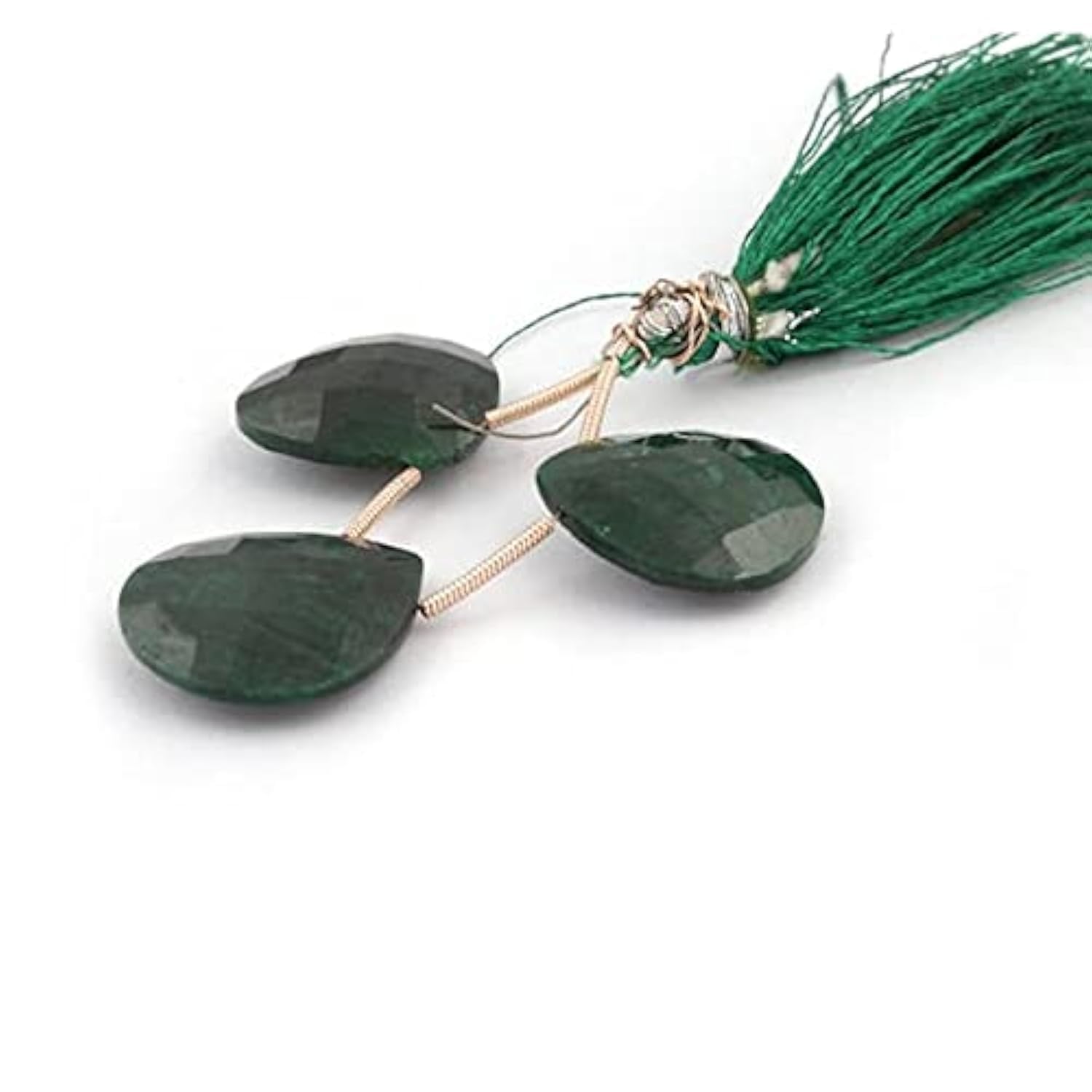 Émeraude Facetée Coeur Briolette Perle Verte Pour Création Bijou SB2351