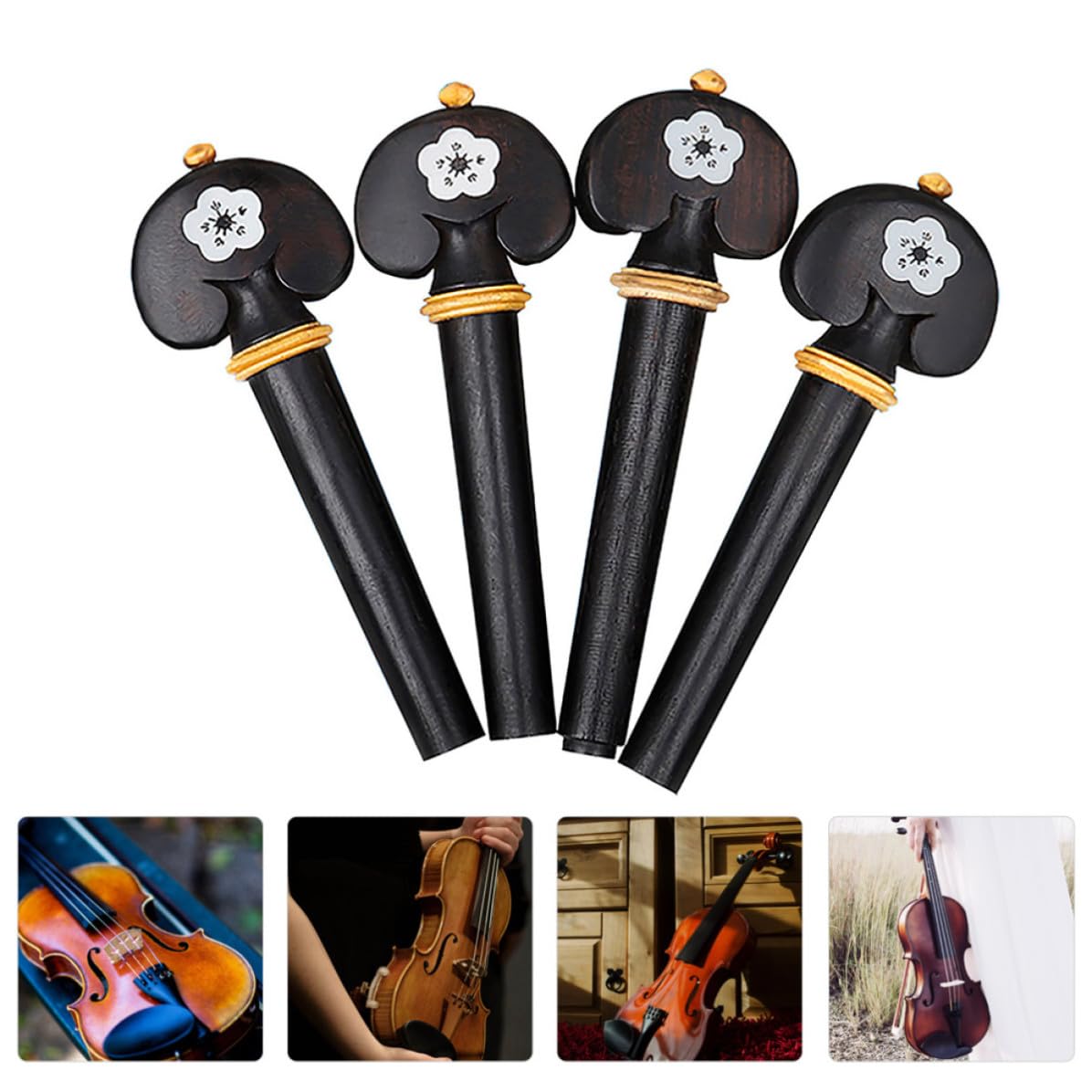 Clavijas de Afinación de Madera Negra para Violín 8 Piezas Diseño Fácil de Instalar y Repuesto Adecuado para Accesorios de Violín