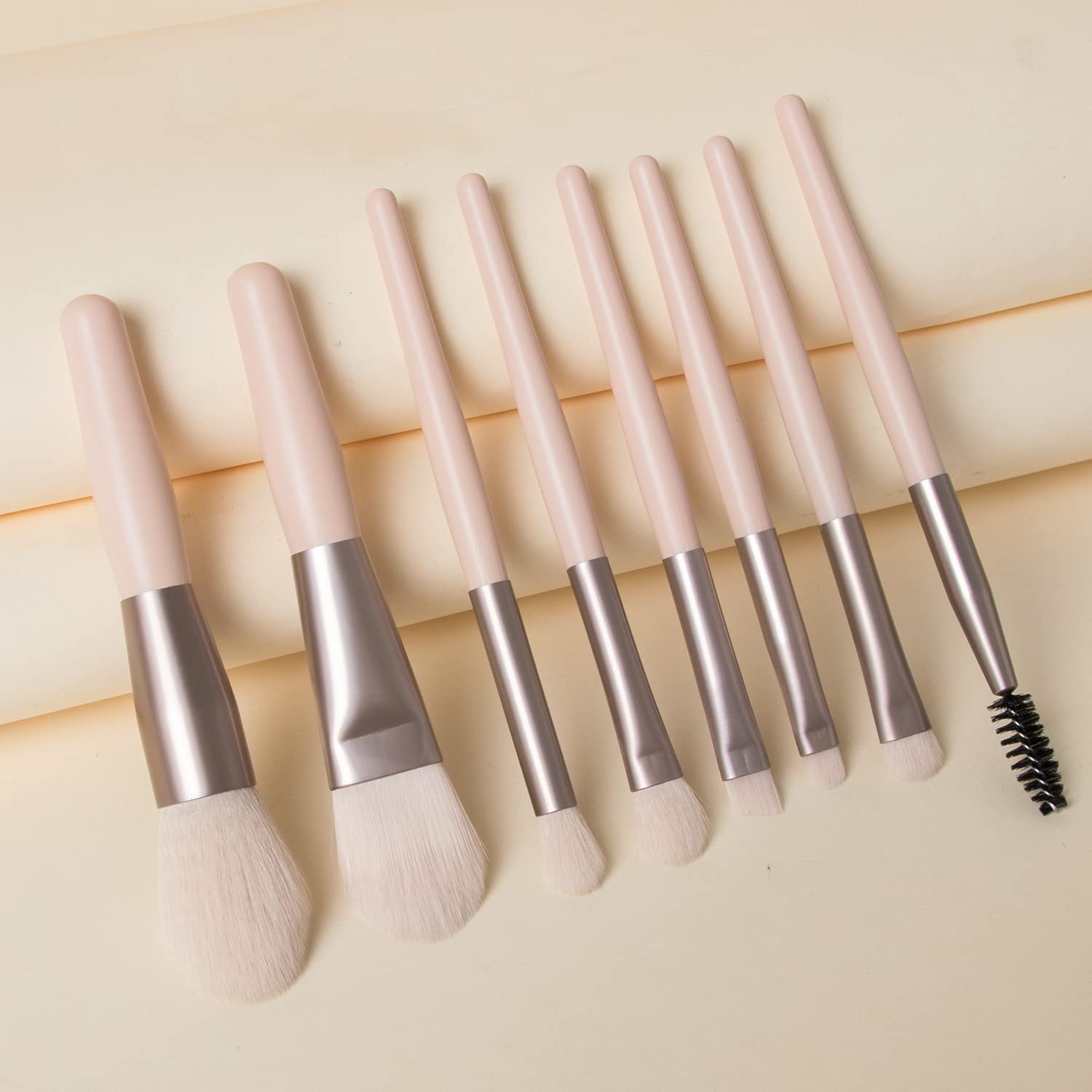 Juego de 8 mini brochas de maquillaje suaves con un juego de brochas de sombra de ojos, polvo suelto, brochas de maquillaje de belleza, juego completo (E)