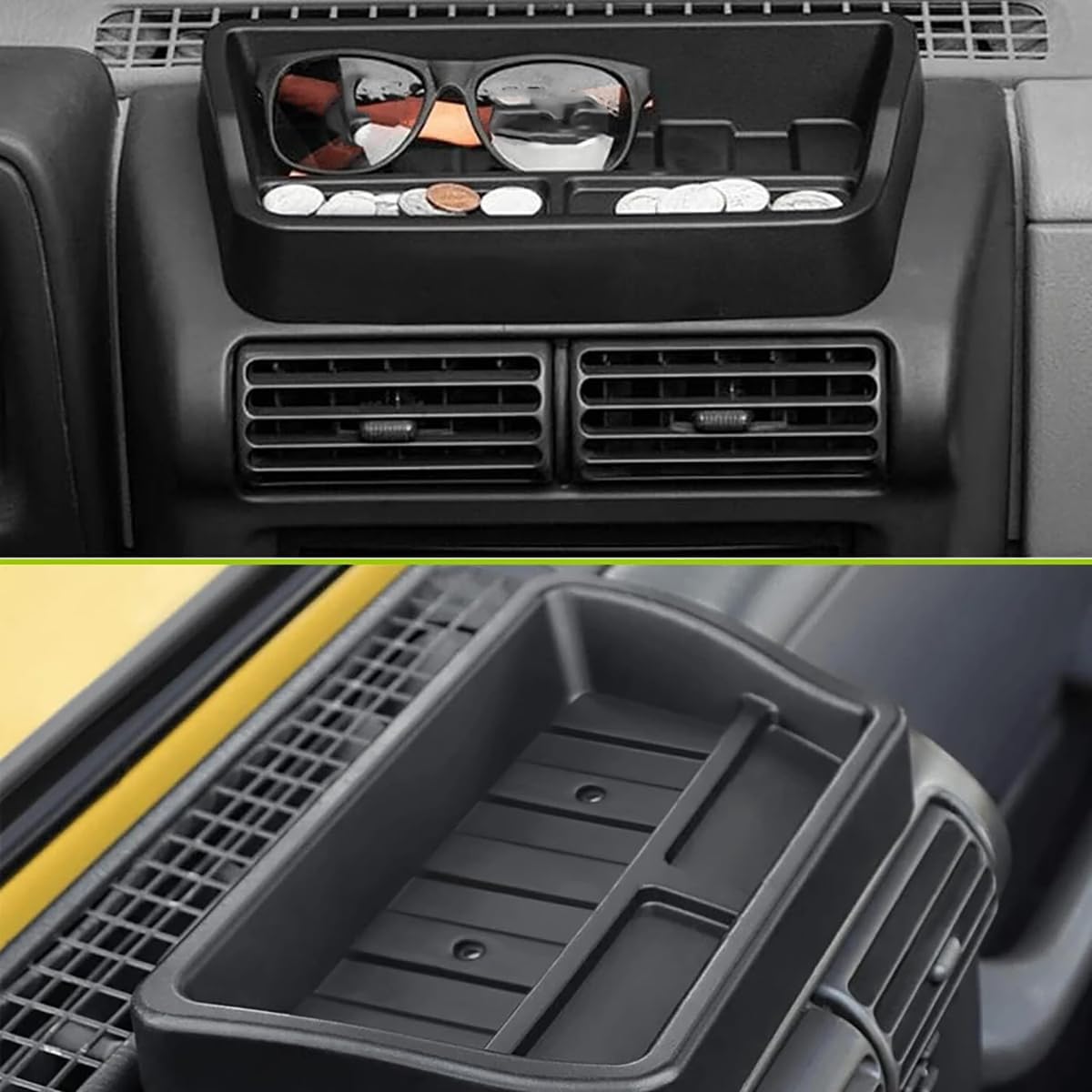 Scatola portaoggetti per Console Centrale Auto in ABS per Jeep Wrangler TJ 1997-2006, Vassoio Organizer per cruscotto