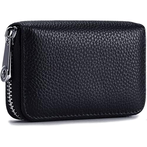 EASTNIGHTS RFID Credit Card Holder Genuine Leather Credit Card Wallet with Zipper