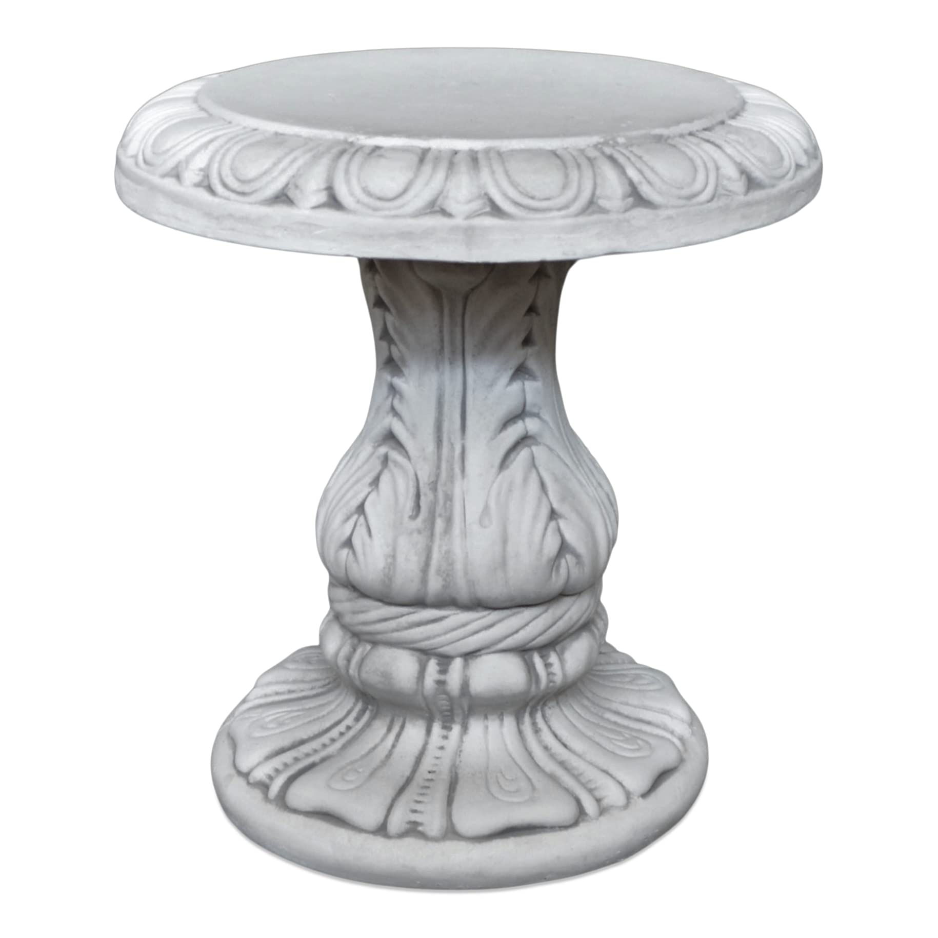 gartendekoparadies.de Runder Hocker Gartenstuhl, H. 47 cm, 43 kg, Grau, frostsicher aus Steinguss für Außenbereich