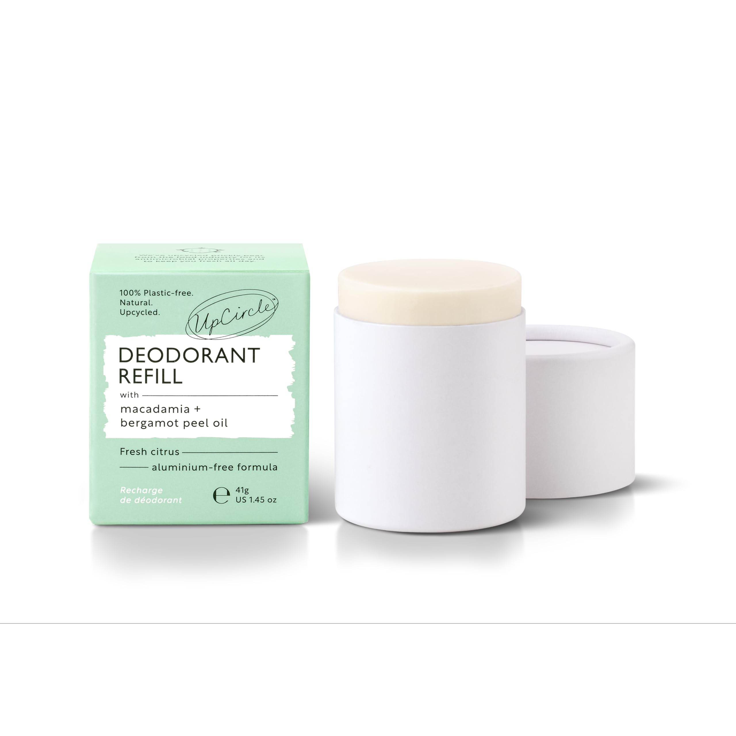 UpCircle Refill - Deodorant with Macadamia + Bergamot - 1 refill - Suitable for Sensitive Skin - Natural - Hydrating - Up To 24 Hours of Lasting Protection