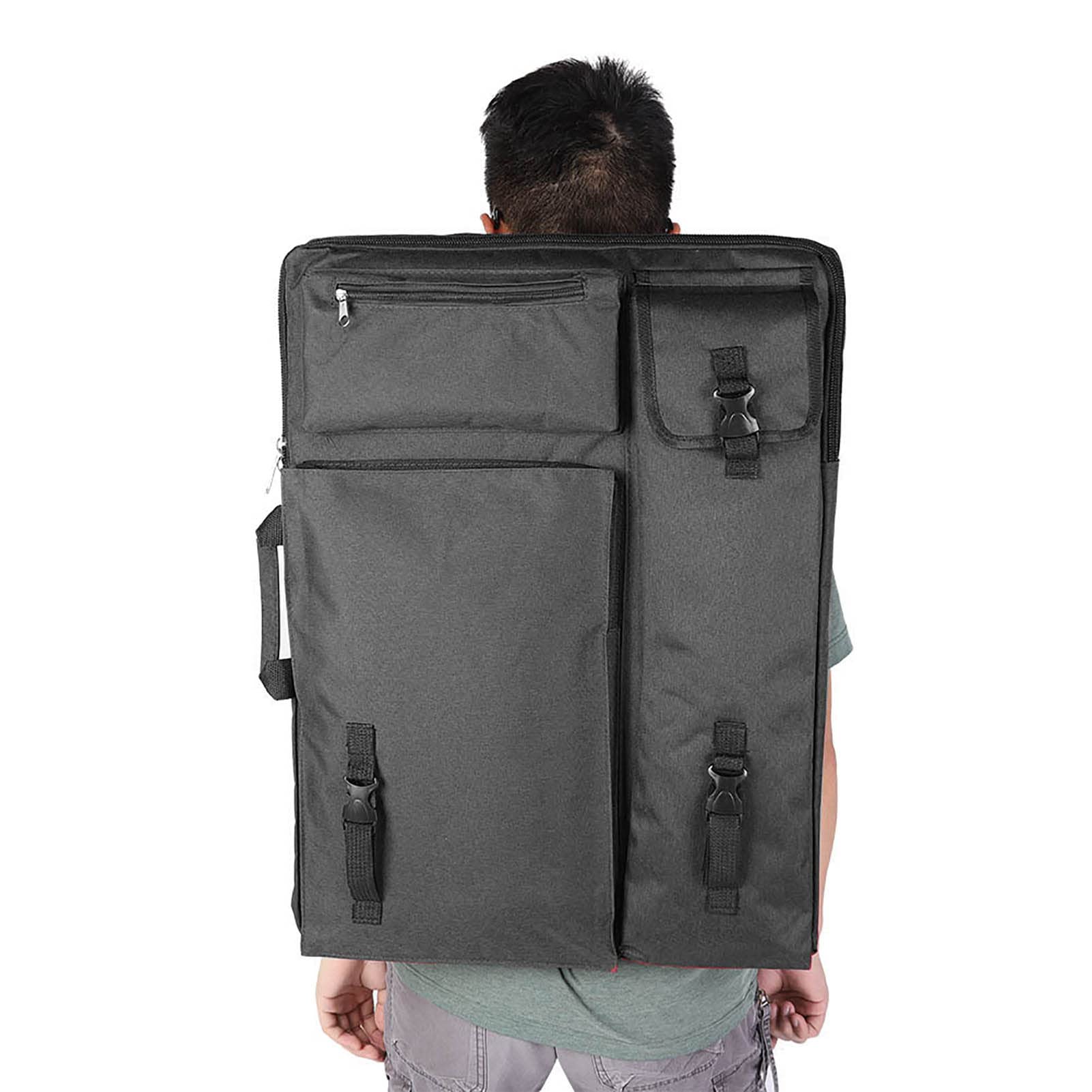 Grande borsa da disegno impermeabile multifunzione 4K borsa da trasporto con tracolla e fibbia per viaggi all'aperto(Nero)